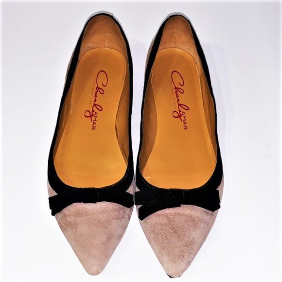 CHARLY AMAR Chnori Suede Bow Flats - Picture 2 of 8